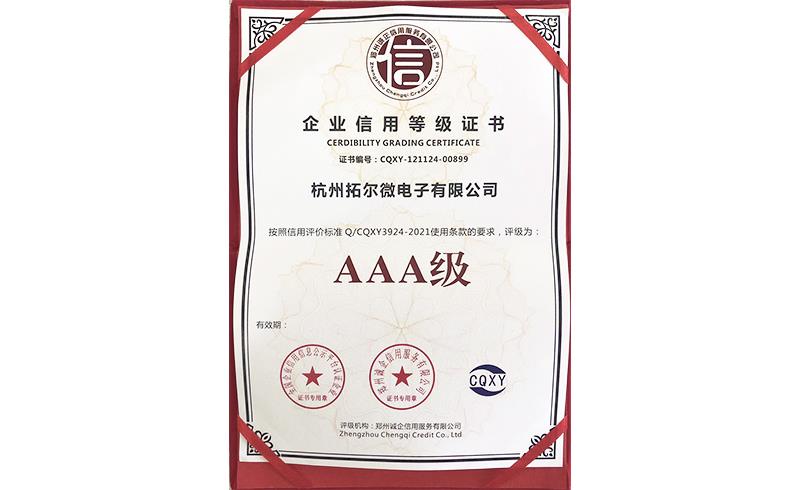 Enterprise credit rating certificate